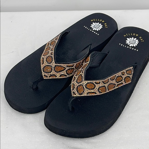 Yellow Box Naseeba Leather Upper Women's 10 Black and Brown Sandals/Flip… - Picture 1 of 6